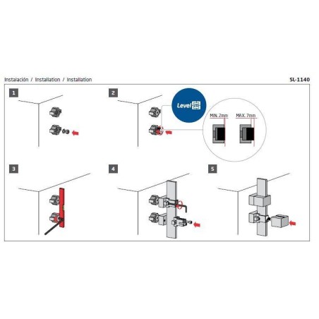 Plano Soporte de poste SL-1140 AISI 316 para pared-pletina