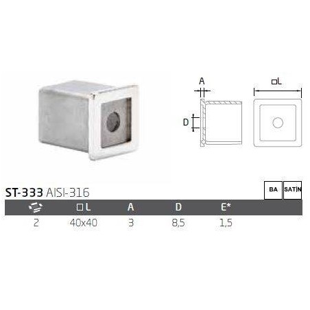Base para pared para final pasamanos modelo ST-333 AISI 316