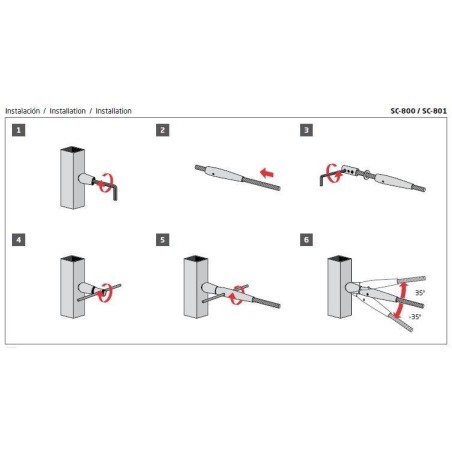 Plano Tensor de cable regulable modelo SC-801 Ø4-5mm AISI 316