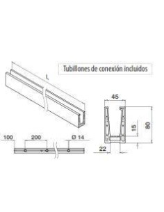 Perfil para suelo en aluminio, Easy Glass Up, montaje superior, 5000mm 2