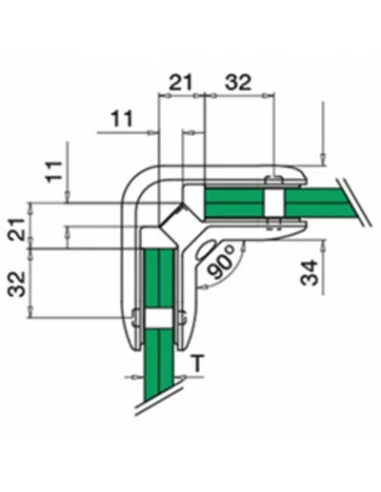 Esquema Pinzas para vidrio 90º modelo 28
