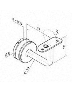 Soportes para pasamanos Mod 0117 pared-plano - Barmet 2