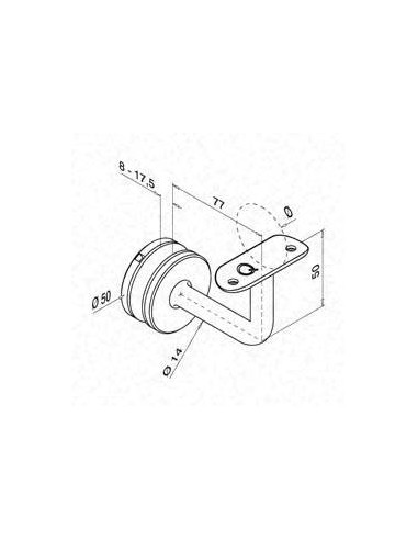 Plano Soporte para pasamanos Mod 0117 vidrio-tubo