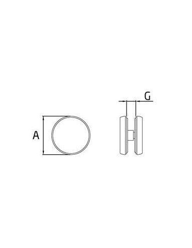 Plano Pinza para barandilla de vidrio en acero inoxidable AISI-316 modelo CC-735