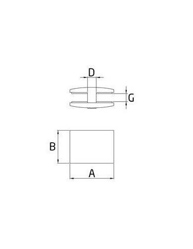 Plano Pinza para barandillas de vidrio en acero inoxidable AISI-316 modelo CC-736