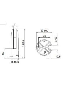 Pinza al suelo de acero inoxidable para sistema de barandilla de vidrio Mod61 2