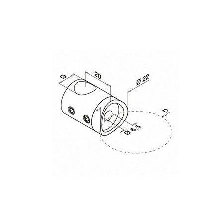 Medidas Soporte para travesaño Mod 0830 varilla Ø12mm para tubo redondo