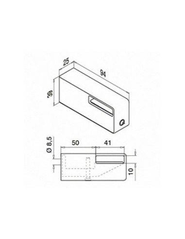 Plano Soporte de pasamanos Mod. 4134 para pletina de 40x10mm