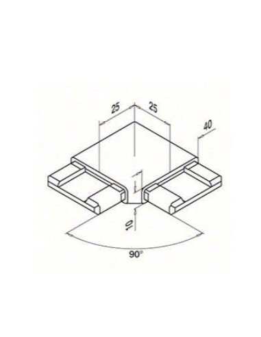 Plano Conector de pasamanos Mod. 4301 para pletina de 40x10mm