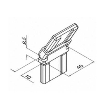 Plano Conector ajustable para tubo de pasamanos Mod. 4312 para pletina de 40x10mm