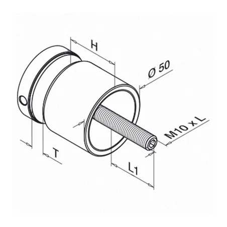 Plano Adaptador para vidrio en acero inox Mod 0747