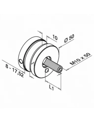 Plano Adaptador para vidrio en acero inox Mod 0747