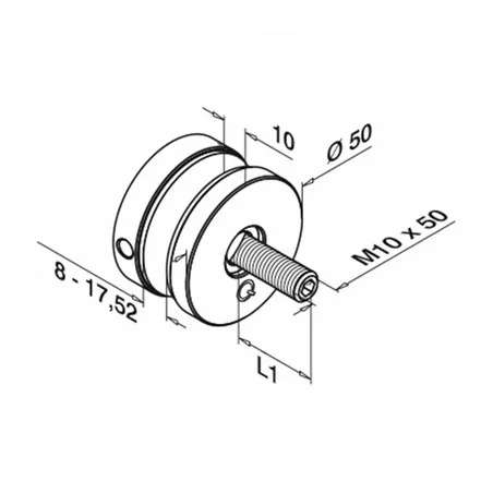 Plano Adaptador para vidrio en acero inox Mod 0747