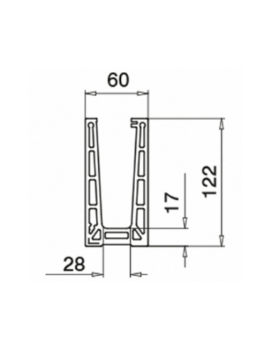 Plano Perfil para suelo montaje superior Mod 6906 Aluminio