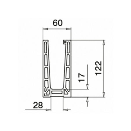 Plano Perfil para suelo montaje superior Mod 6906 Aluminio