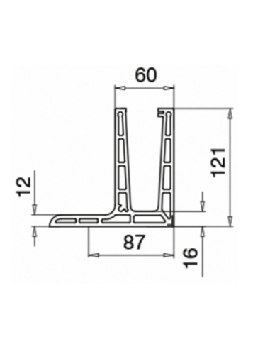 Plano Mod6313 Esquinero 90º Interior montaje superior Aluminio Easy Glass PRO F