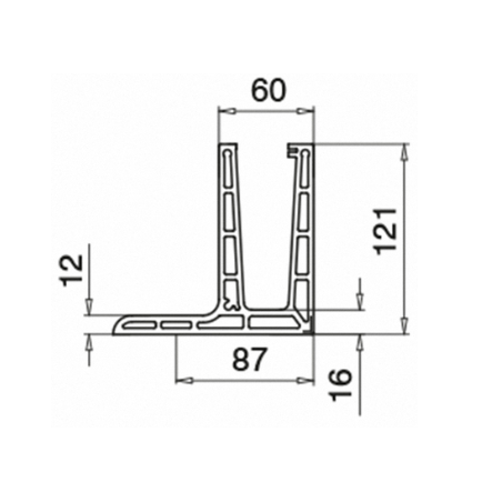 Plano Mod6313 Esquinero 90º Interior montaje superior Aluminio Easy Glass PRO F