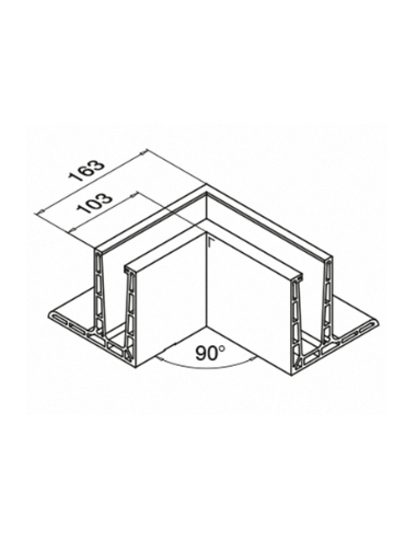 Plano Mod6313 Esquinero 90º Interior montaje superior Aluminio Easy Glass PRO F