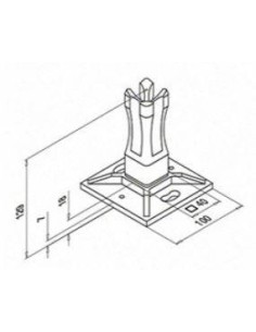 Base de suelo para poste de barandilla acero inoxidable 2