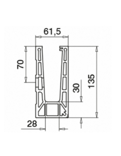 Perfil para suelo montaje lateral barandilla vidrio 6915 2