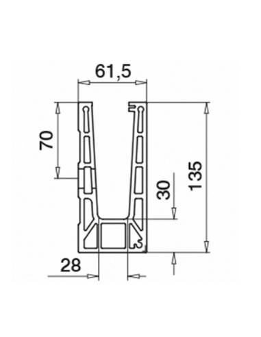 Plano Perfil para suelo montaje lateral Aluminio 6915