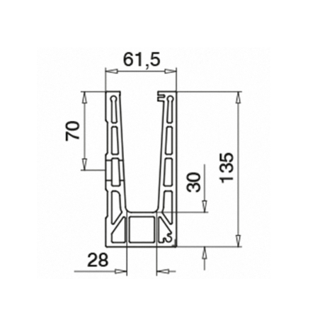 Plano Perfil para suelo montaje lateral Aluminio 6915