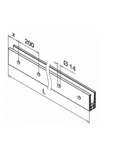 plano Perfil para suelo montaje lateral Aluminio 6915