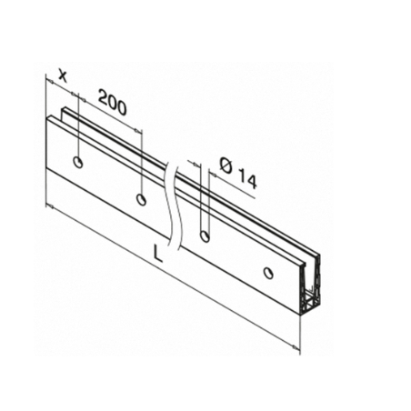 plano Perfil para suelo montaje lateral Aluminio 6915