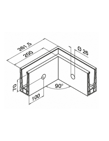 Dibujo dimensiones Esquinero 90º 6315 montaje lateral aluminio