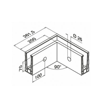 Dibujo dimensiones Esquinero 90º 6315 montaje lateral aluminio