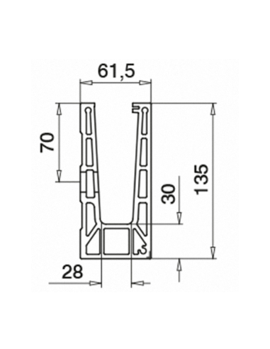 dimensiones del lateral del esquinero 90º para sistema de barandillas de vidrio en aluminio montaje lateral exterior