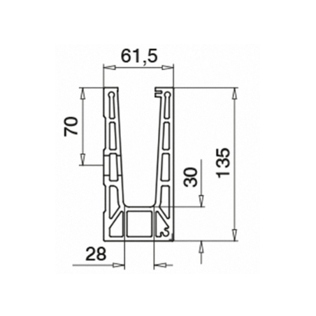 dimensiones del lateral del esquinero 90º para sistema de barandillas de vidrio en aluminio montaje lateral exterior