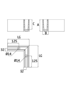 Esquina a 90º interior para sistema de barandilla de vidrio GlassFit SV-1401 2