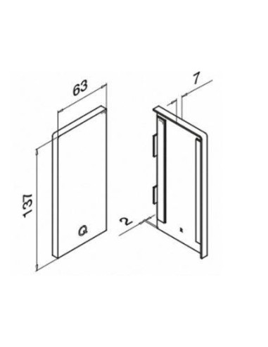 Medidas tapa final perfil Easy Glass Pro montaje lateral modelo 6735 lateral derecho