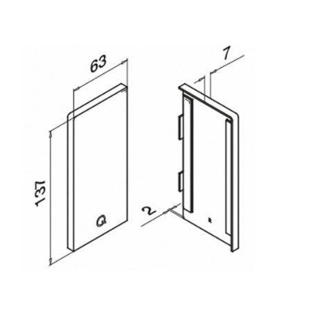 Medidas tapa final perfil Easy Glass Pro montaje lateral modelo 6735 lateral derecho