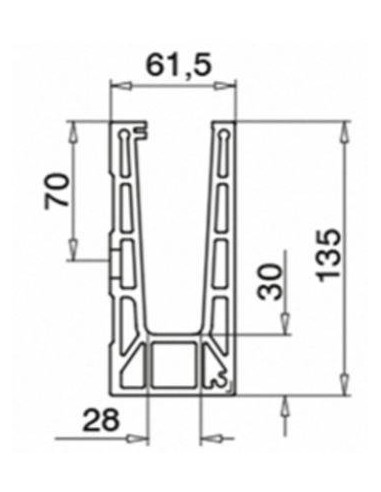 Perfil para suelo de sistema de barandilla de vidrio montaje lateral modelo Easy Glass Pro Inverse 6911