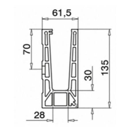 Perfil para suelo de sistema de barandilla de vidrio montaje lateral modelo Easy Glass Pro Inverse 6911