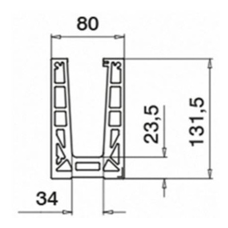 Plano Esquina interior 90º Easy Glass Max montaje superior 6313 Aluminio