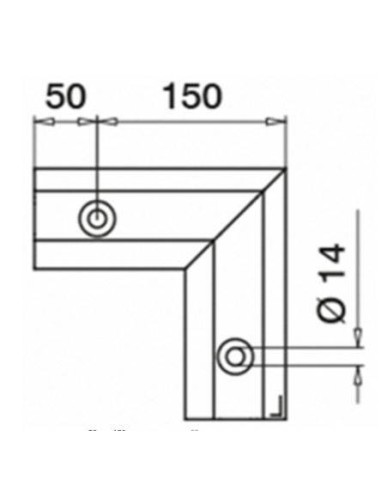 Plano Esquina interior 90º Easy Glass Max montaje superior 6313 Aluminio