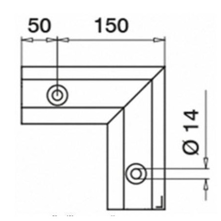 Plano Esquina exterior 90º Easy Glass Max montaje superior 6314 Aluminio