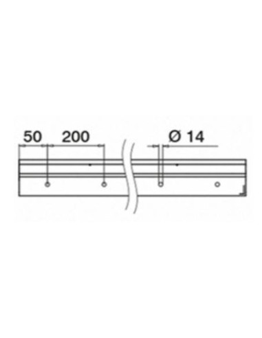 Plano Perfil con aleta 6929 para suelo montaje superior 2500 mm