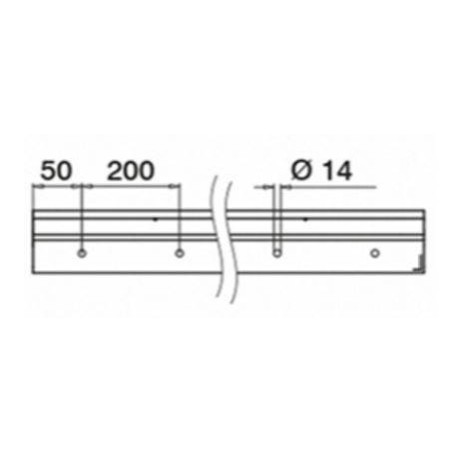 Plano Perfil con aleta 6929 para suelo montaje superior 2500 mm