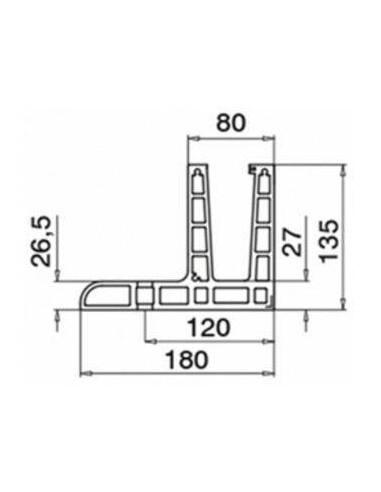 Plano Conector 6313 esquina interior 90º para perfil Easy Glass Max F Aluminio