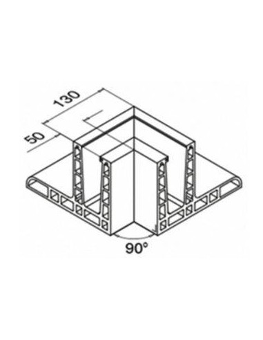 Plano Conector 6313 esquina interior 90º para perfil Easy Glass Max F Aluminio