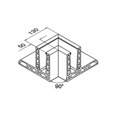 Plano Conector 6313 esquina interior 90º para perfil Easy Glass Max F Aluminio