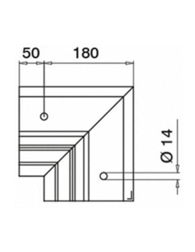 Plano Conector 6313 esquina interior 90º para perfil Easy Glass Max F Aluminio