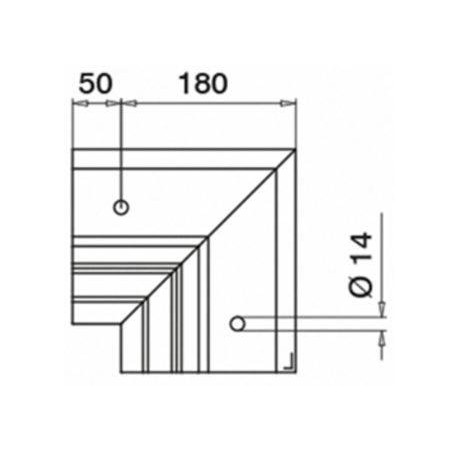 Plano Conector 6313 esquina interior 90º para perfil Easy Glass Max F Aluminio