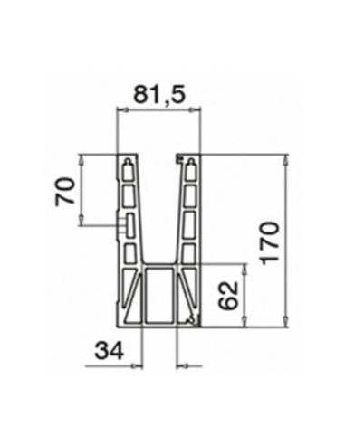 Plano Conector 6315 esquina interior 90º montaje lateral - Aluminio