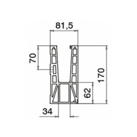 Plano Conector 6315 esquina interior 90º montaje lateral - Aluminio