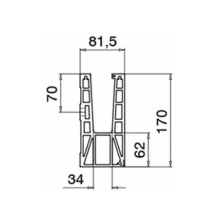 Plano Conector 6316 esquina exterior 90º para perfil Easy Glass Max montaje lateral -Aluminio